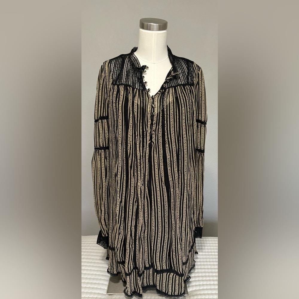 Striped Black and Cream Women's Top